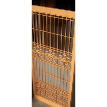 桐組子 片面ガラス 白木書院欄間 5枚1組　R0537 