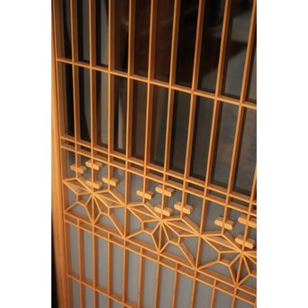 桐組子 片面ガラス 白木書院欄間 5枚1組　R0537 