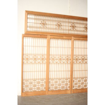 桐組子 片面ガラス 白木書院欄間 5枚1組　R0537 