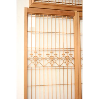 桐組子 片面ガラス 白木書院欄間 5枚1組　R0537 