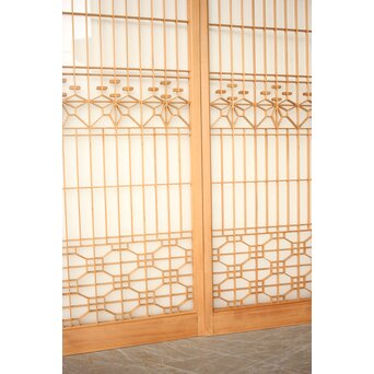 桐組子 片面ガラス 白木書院欄間 5枚1組　R0537 