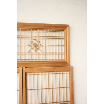 桐組子 片面ガラス 白木書院欄間 5枚1組　R0537 