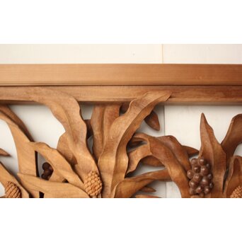 井波彫刻 岩倉勘宰 粟に鳥 木彫欄間 2枚1組　R0539 