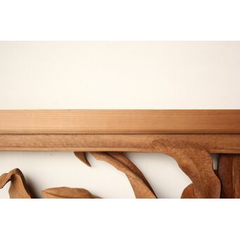 井波彫刻 岩倉勘宰 粟に鳥 木彫欄間 2枚1組　R0539 