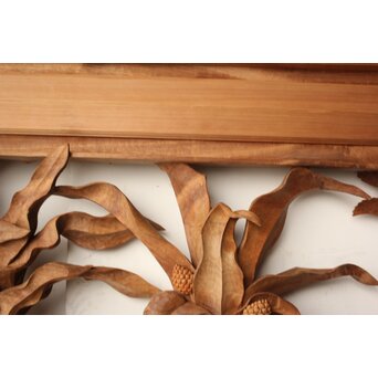 井波彫刻 岩倉勘宰 粟に鳥 木彫欄間 2枚1組　R0539 