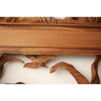 井波彫刻 岩倉勘宰 粟に鳥 木彫欄間 2枚1組　R0539 