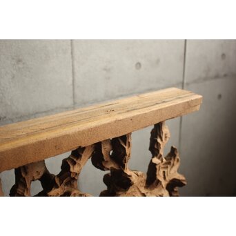 荒彫 堅木梅木彫大欄間 2枚1組　R0540 