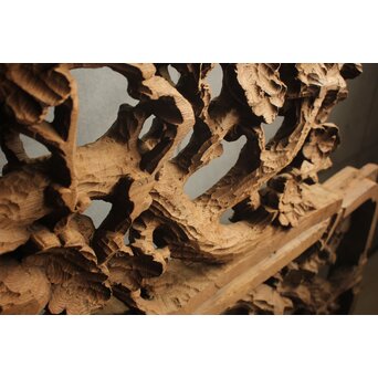 荒彫 堅木梅木彫大欄間 2枚1組　R0540 