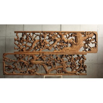 荒彫 堅木梅木彫大欄間 2枚1組　R0540 B面