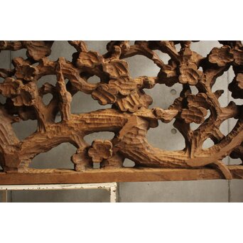 荒彫 堅木梅木彫大欄間 2枚1組　R0540 