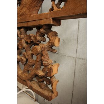 荒彫 堅木梅木彫大欄間 2枚1組　R0540 