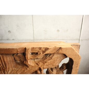 荒彫 堅木梅木彫大欄間 2枚1組　R0540 