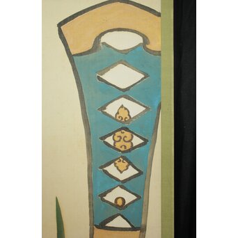 鳥居派宗家7代【4代 鳥居清忠】絹本着色軸装 節句 刀 五月　Z810 