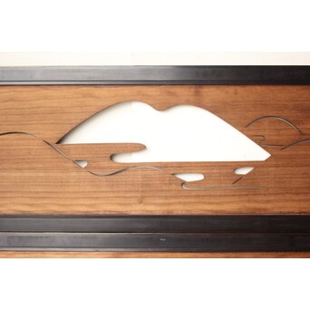 遠山 黒枠透かし欄間 2枚1組　R0542 