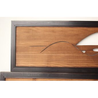 遠山 黒枠透かし欄間 2枚1組　R0542 