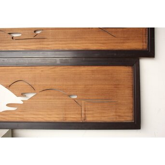 遠山 黒枠透かし欄間 2枚1組　R0542 