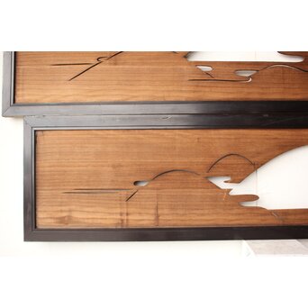 遠山 黒枠透かし欄間 2枚1組　R0542 