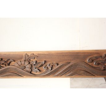 寺院彫刻 菊水木彫　X635 