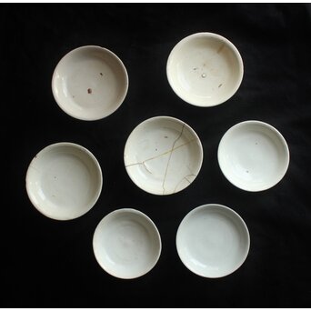 白呉須 白南京 呉須手皿 7枚1組　P633