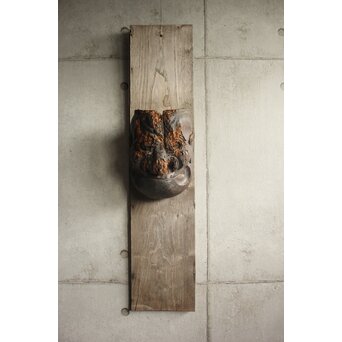 室町時代か べし見 能面 能楽 台座付　X636