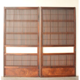 障子枠付 クリアガラス格子戸 2枚1組　L1208