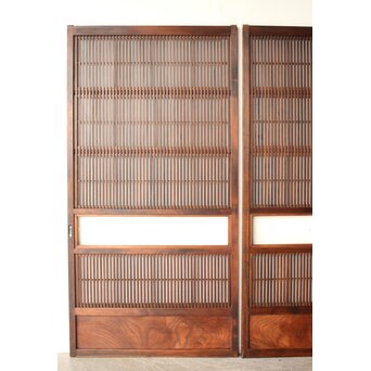 障子枠付 クリアガラス格子戸 2枚1組　L1208 