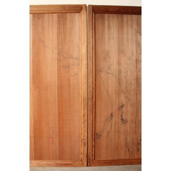 倣 渡辺崋山 墨梅図 板絵 引戸 2枚1組　B1120 