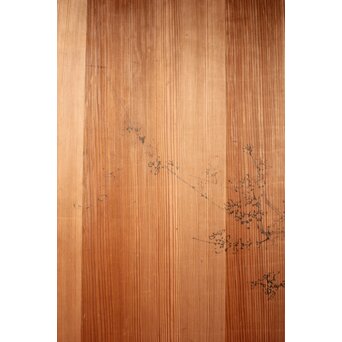 倣 渡辺崋山 墨梅図 板絵 引戸 2枚1組　B1120 