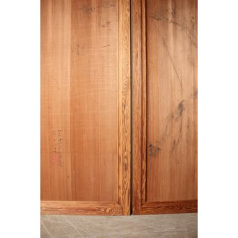 倣 渡辺崋山 墨梅図 板絵 引戸 2枚1組　B1120 