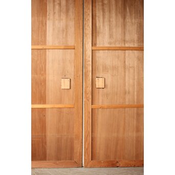 倣 渡辺崋山 墨梅図 板絵 引戸 2枚1組　B1120 