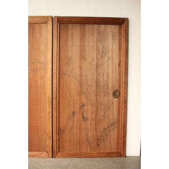 倣 渡辺崋山 墨梅図 板絵 引戸 2枚1組　B1120 