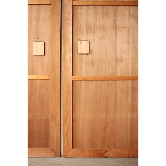 倣 渡辺崋山 墨梅図 板絵 引戸 2枚1組　B1120 