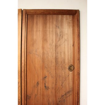 倣 渡辺崋山 墨梅図 板絵 引戸 2枚1組　B1120 