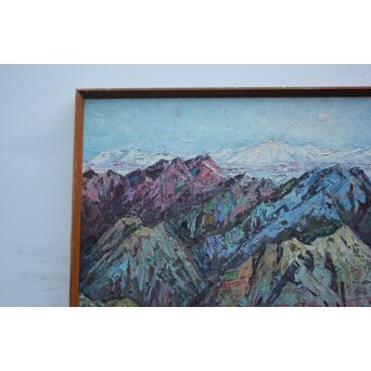 王路 山岳風景 油彩　Z814 