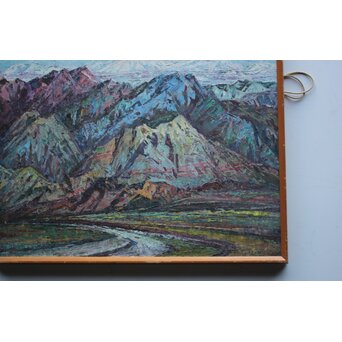 王路 山岳風景 油彩　Z814 