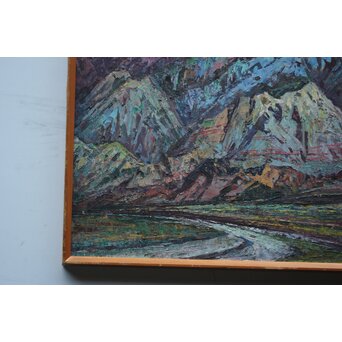 王路 山岳風景 油彩　Z814 