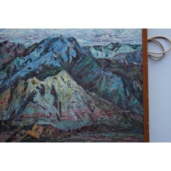 王路 山岳風景 油彩　Z814 