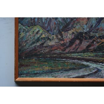 王路 山岳風景 油彩　Z814 