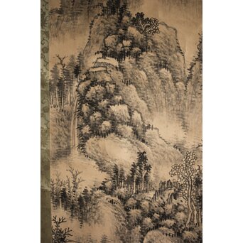 呉待秋 水墨山水 紙本掛軸　Z816 