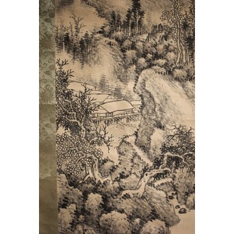 呉待秋 水墨山水 紙本掛軸　Z816 