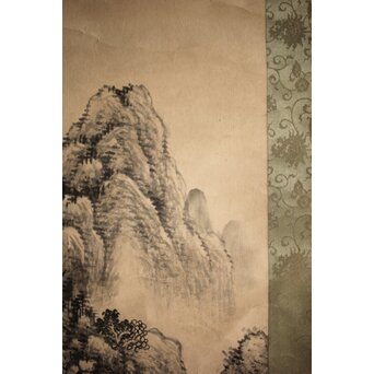 呉待秋 水墨山水 紙本掛軸　Z816 