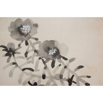 堀文子 墨絵『松葉ぼたん』 Z828 