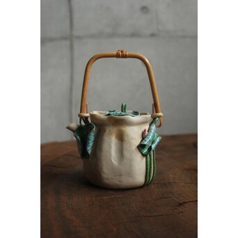 森有節 萬古焼 蓮型急須　P638 