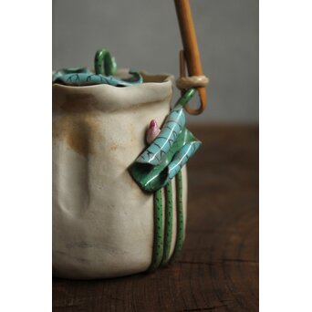 森有節 萬古焼 蓮型急須　P638 