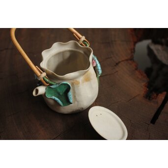 森有節 萬古焼 蓮型急須　P638 