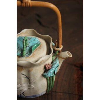 森有節 萬古焼 蓮型急須　P638 