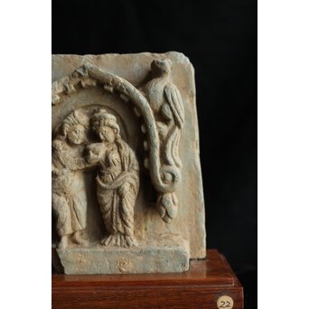 ガンダーラ美術 緑岩 仏伝 浮彫レリーフ彫刻　X640 