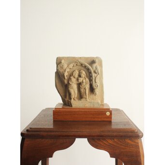 ガンダーラ美術 緑岩 仏伝 浮彫レリーフ彫刻　X640 