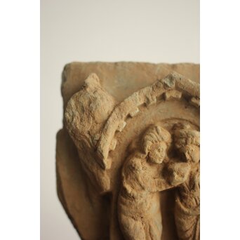 ガンダーラ美術 緑岩 仏伝 浮彫レリーフ彫刻　X640 