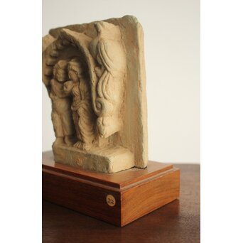 ガンダーラ美術 緑岩 仏伝 浮彫レリーフ彫刻　X640 